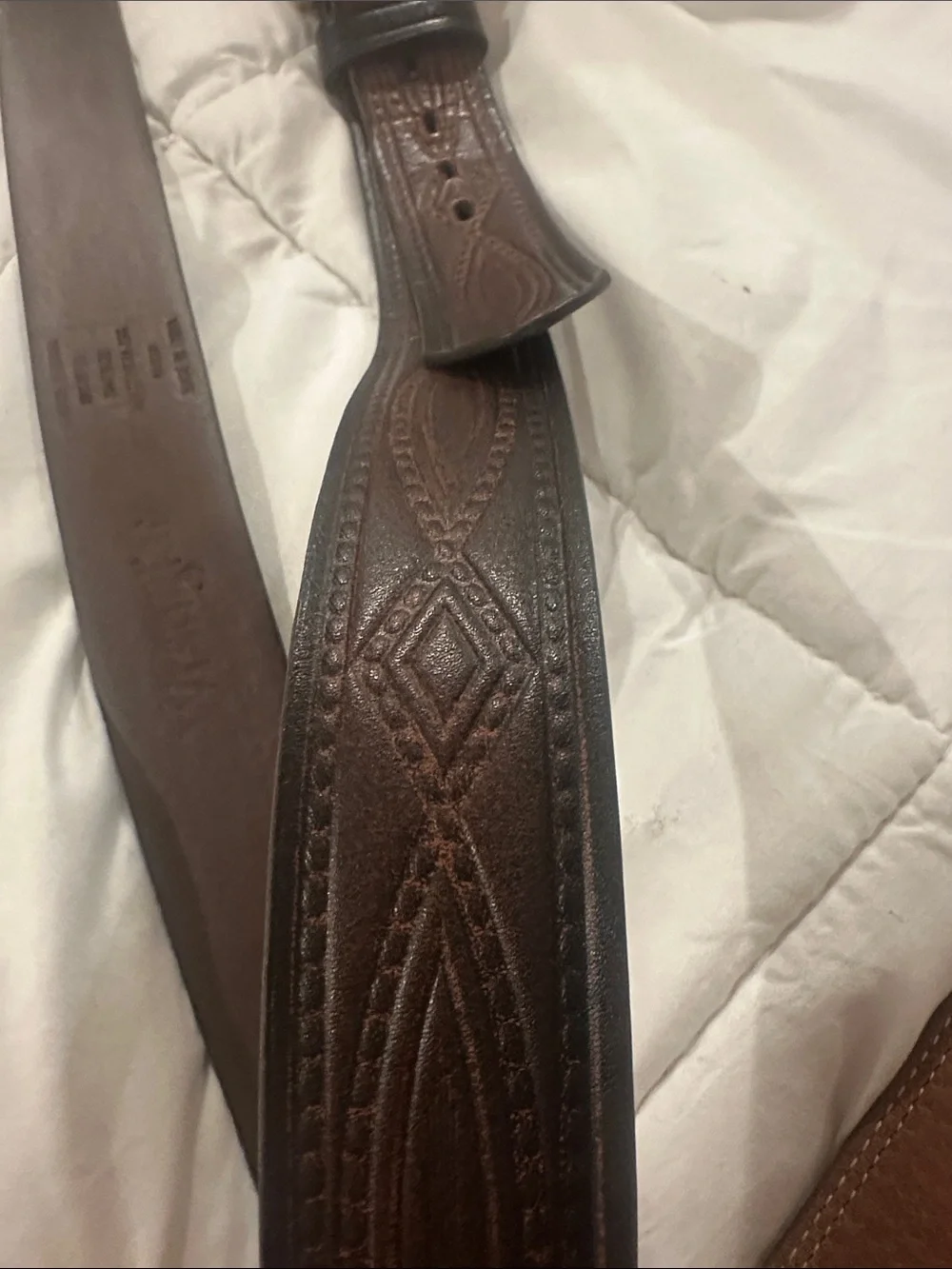 Wrangler Brown Leather Belt with Brass Buckle